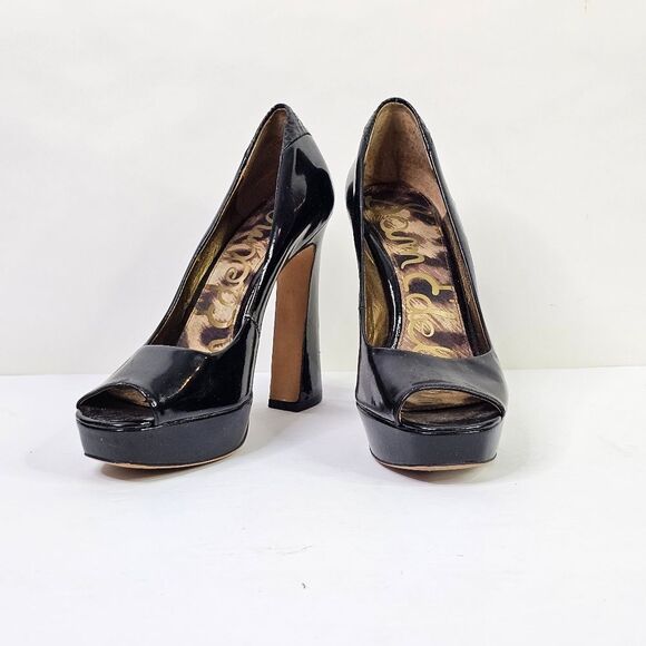 Sam Edelman Black Patent Leather Tacoma Platform Heel Pumps - Picture 1 of 11